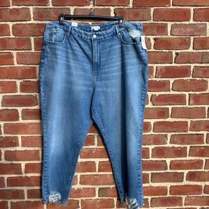 Good American $155 High Rise Straight Distressed Jeans Indigo Women’s Size 20 NE